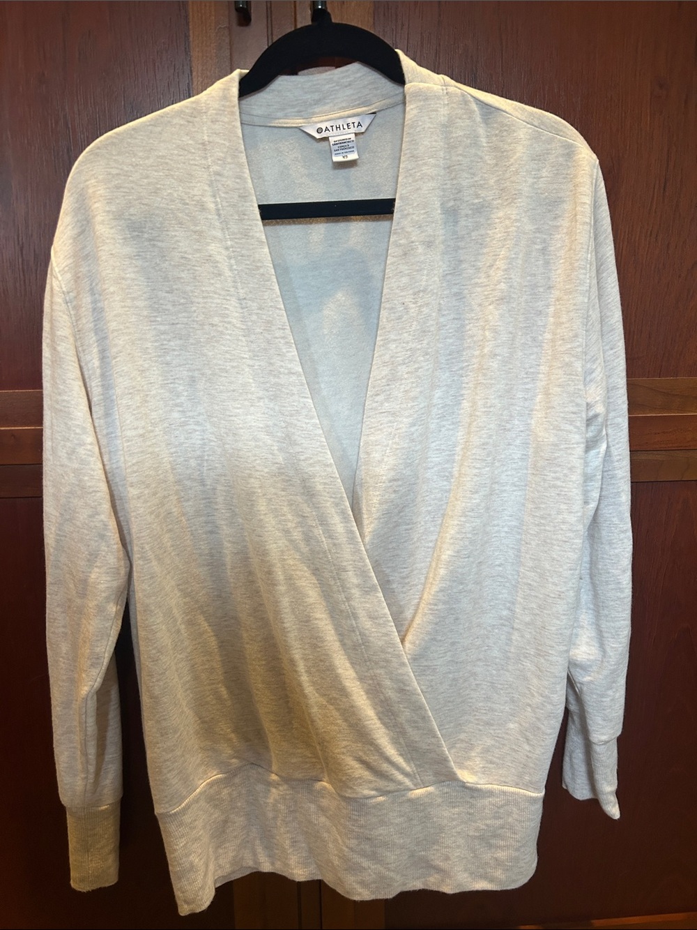 Athleta Light Heather Gray Wrap-Front Cardigan